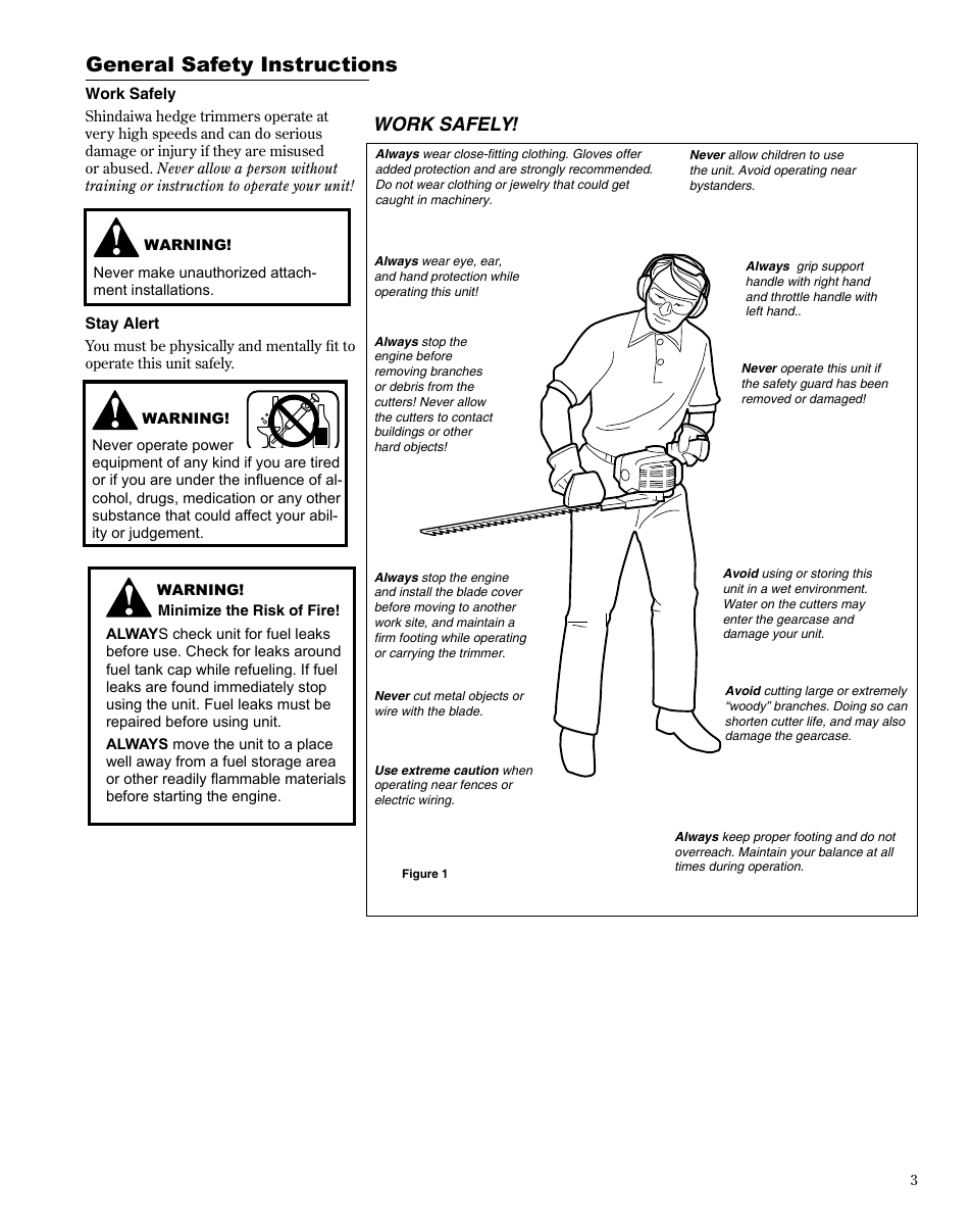 General safety instructions, Work safely | Shindaiwa X7502863000 User Manual | Page 3 / 24