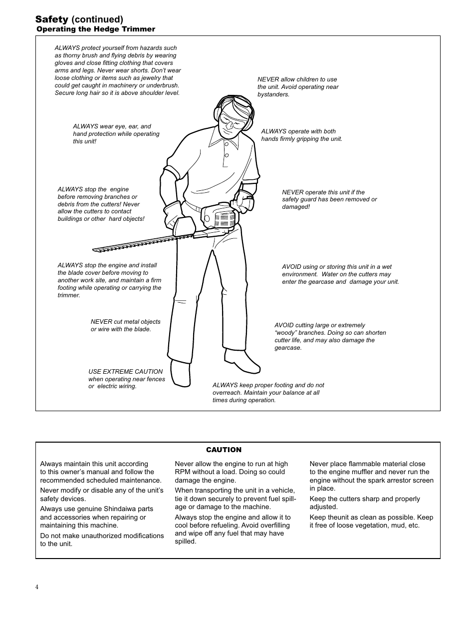 Safety (continued) | Shindaiwa 89309 User Manual | Page 4 / 60