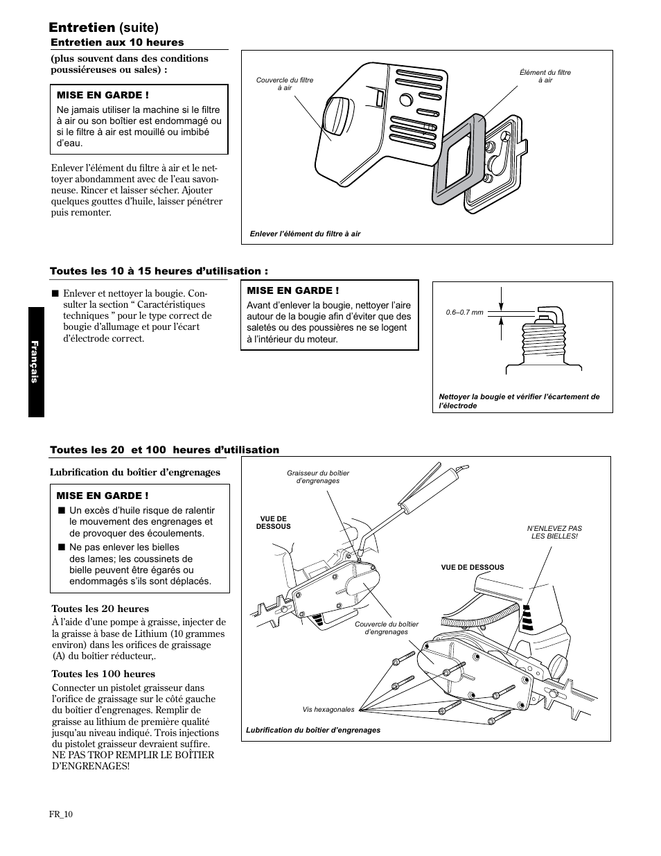 Entretien (suite) | Shindaiwa 89309 User Manual | Page 50 / 60