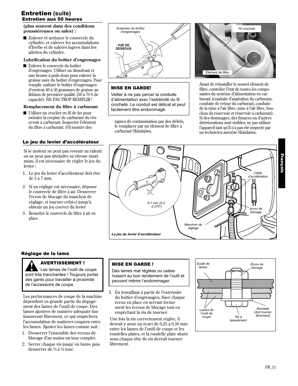 Entretien (suite) | Shindaiwa 89309 User Manual | Page 51 / 60