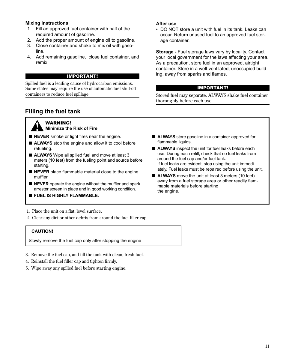 Filling the fuel tank | Shindaiwa TRIMMER T242X User Manual | Page 11 / 28