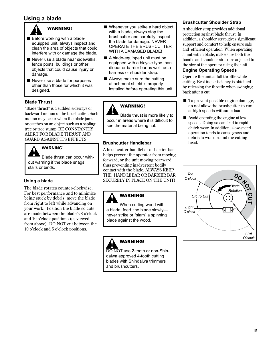 Using a blade | Shindaiwa TRIMMER T242X User Manual | Page 15 / 28