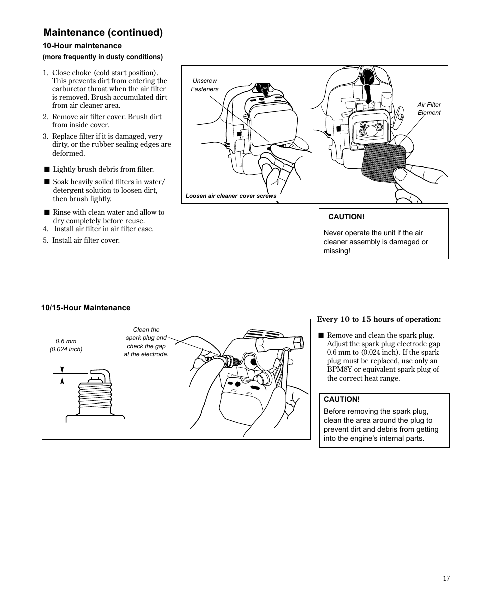 Maintenance (continued) | Shindaiwa TRIMMER T242X User Manual | Page 17 / 28