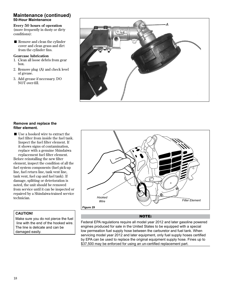 Maintenance (continued) | Shindaiwa TRIMMER T242X User Manual | Page 18 / 28