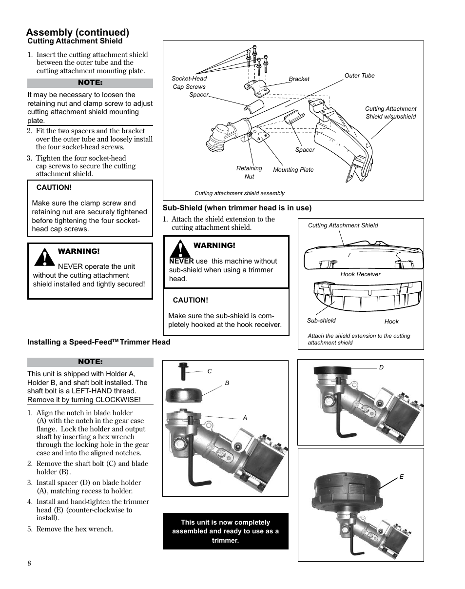 Assembly (continued) | Shindaiwa TRIMMER T242X User Manual | Page 8 / 28