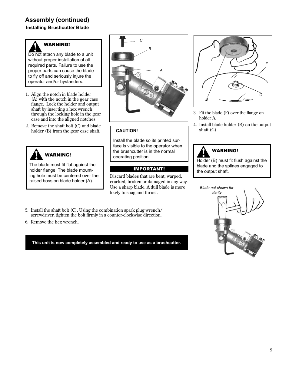 Assembly (continued) | Shindaiwa TRIMMER T242X User Manual | Page 9 / 28