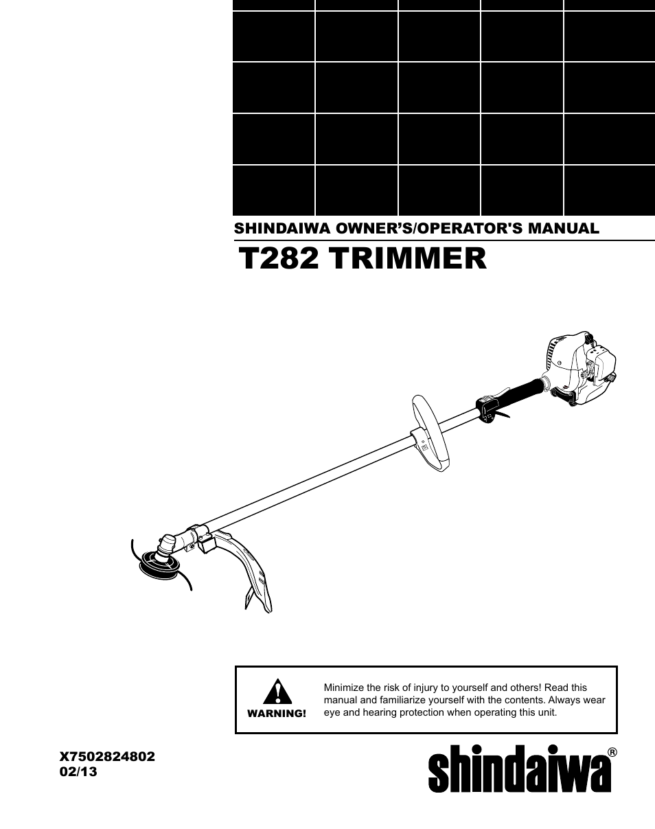 Shindaiwa T282 TRIMMER X7502824801 User Manual | 28 pages