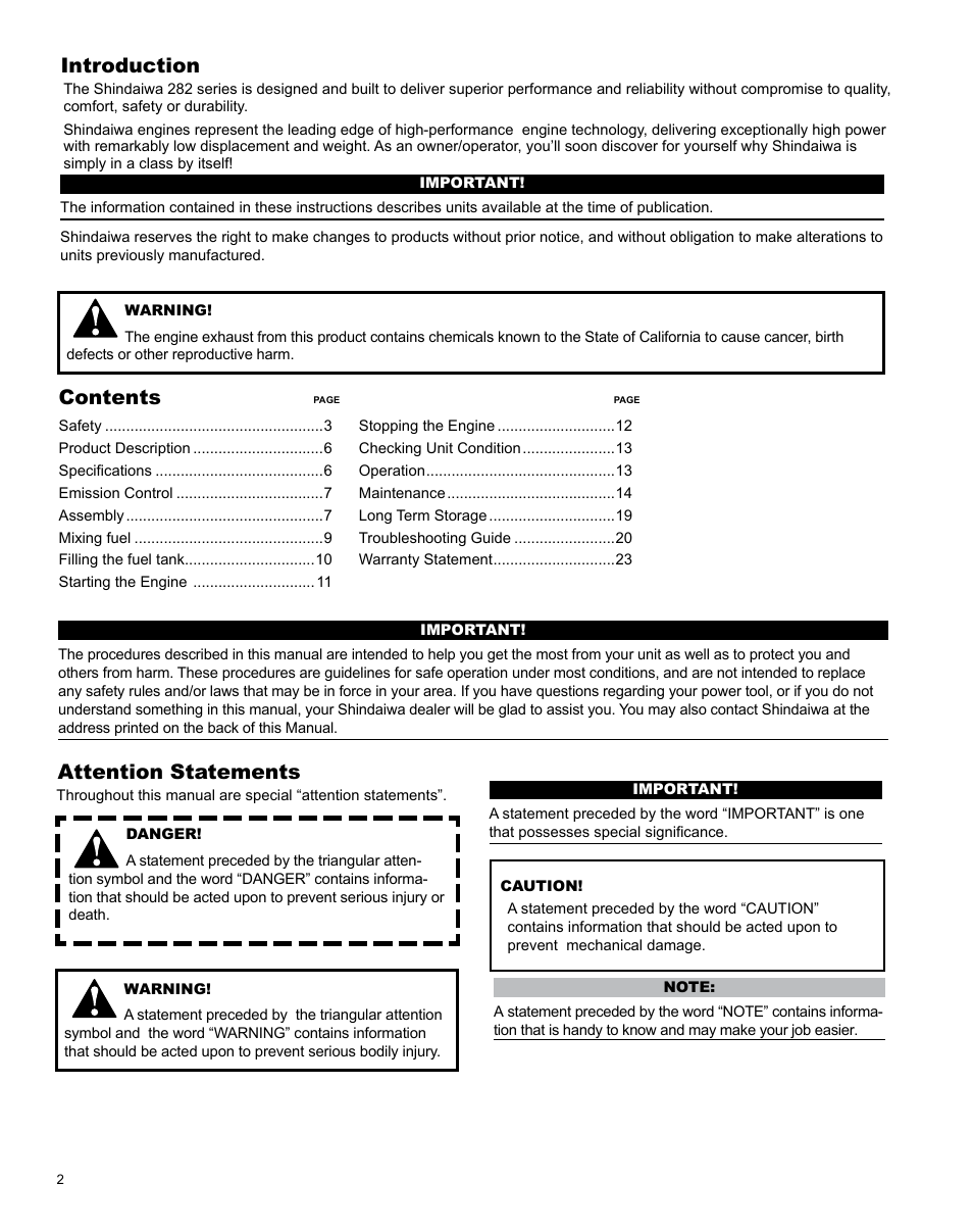 Shindaiwa T282 TRIMMER X7502824801 User Manual | Page 2 / 28