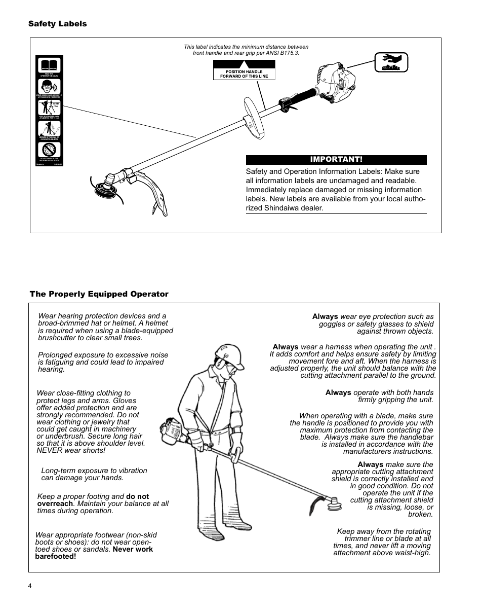 Shindaiwa T282 TRIMMER X7502824801 User Manual | Page 4 / 28