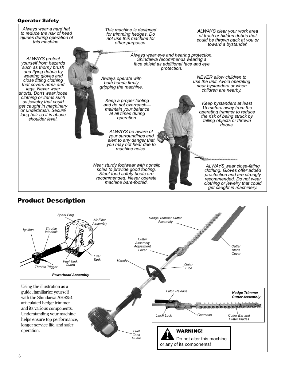 Product description | Shindaiwa Articulated Hedge AHS254 User Manual | Page 6 / 32