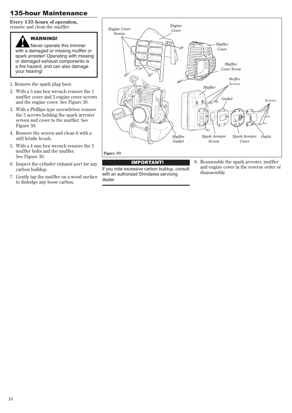 Hour maintenance | Shindaiwa 81644 User Manual | Page 16 / 40