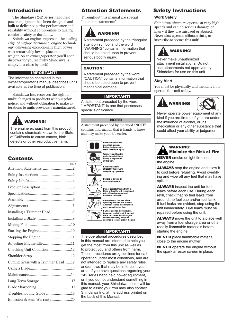 Shindaiwa 81644 User Manual | Page 2 / 40