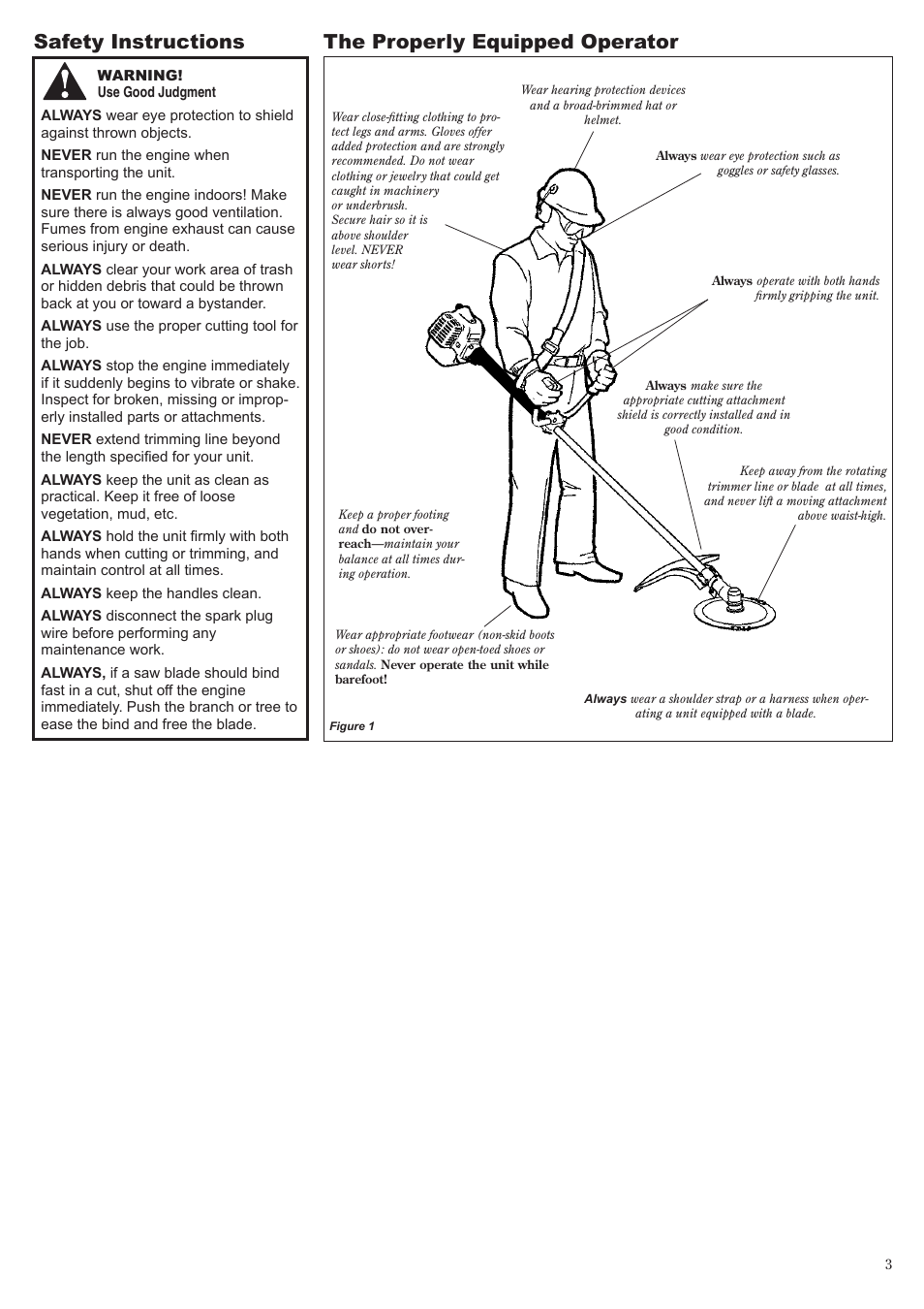 Safety instructions the properly equipped operator | Shindaiwa 81644 User Manual | Page 3 / 40