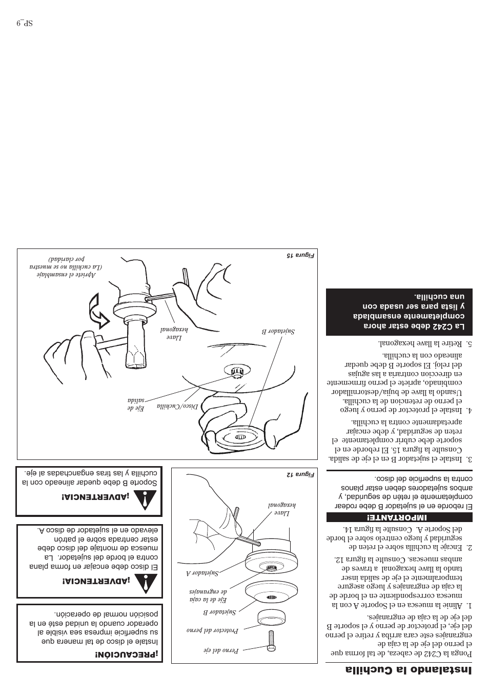 Instalando la cuchilla | Shindaiwa 81644 User Manual | Page 32 / 40