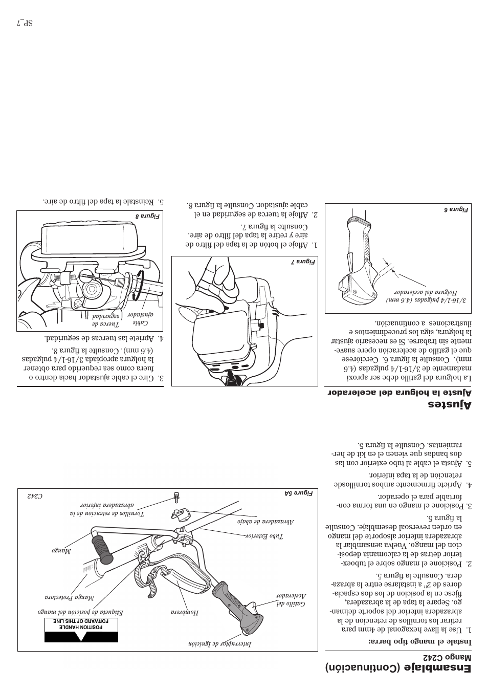 Ajustes, Ensamblaje (continuación) | Shindaiwa 81644 User Manual | Page 34 / 40