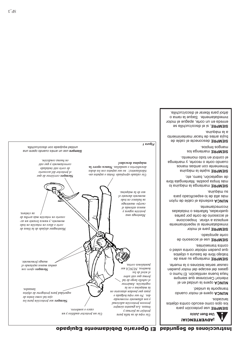 El operario de bidamente equipado, Instrucciones de se guridad | Shindaiwa 81644 User Manual | Page 38 / 40