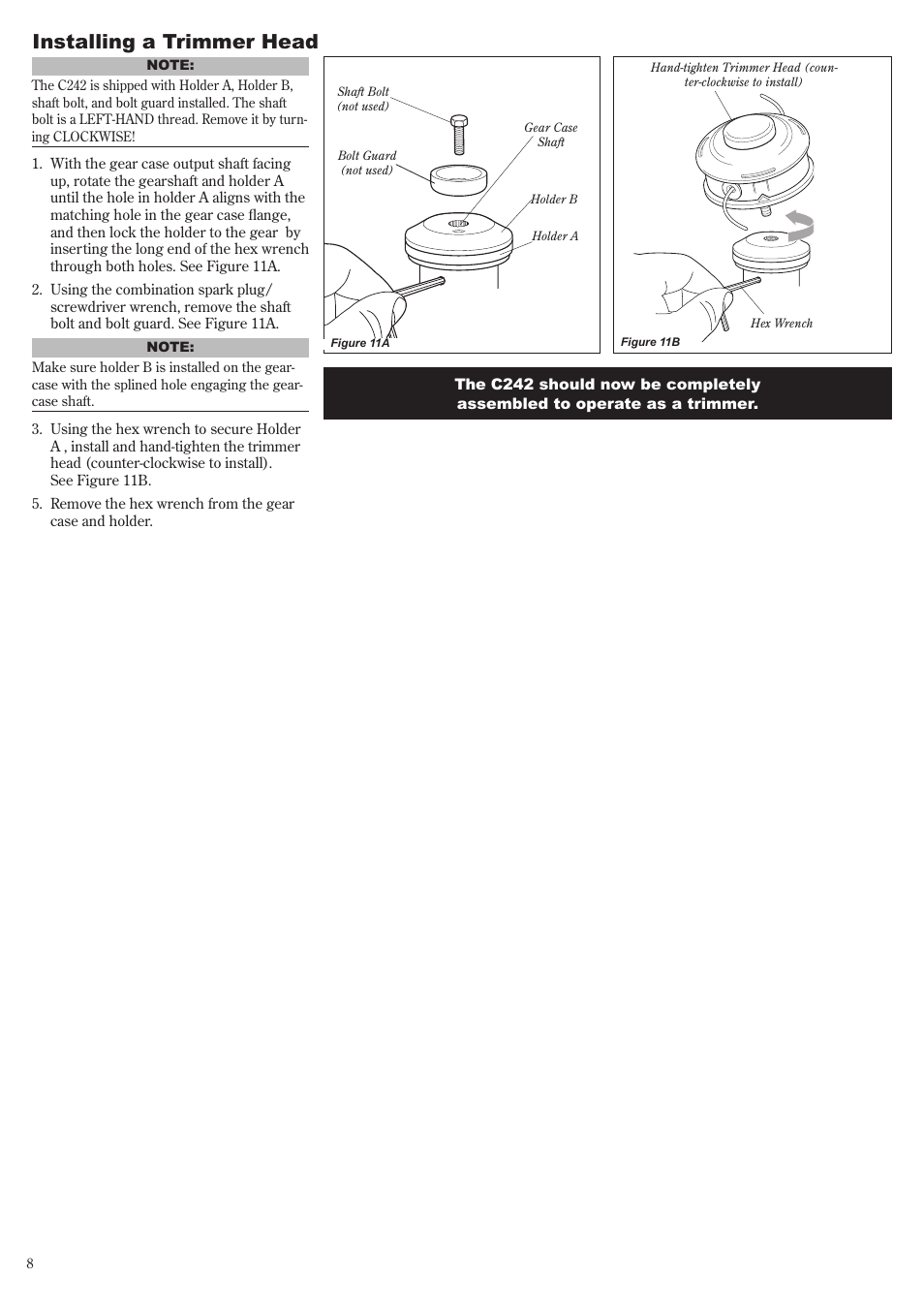 Installing a trimmer head | Shindaiwa 81644 User Manual | Page 8 / 40