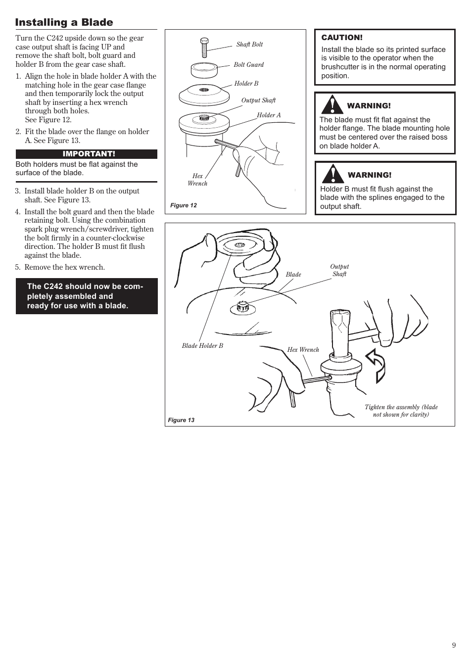 Installing a blade | Shindaiwa 81644 User Manual | Page 9 / 40