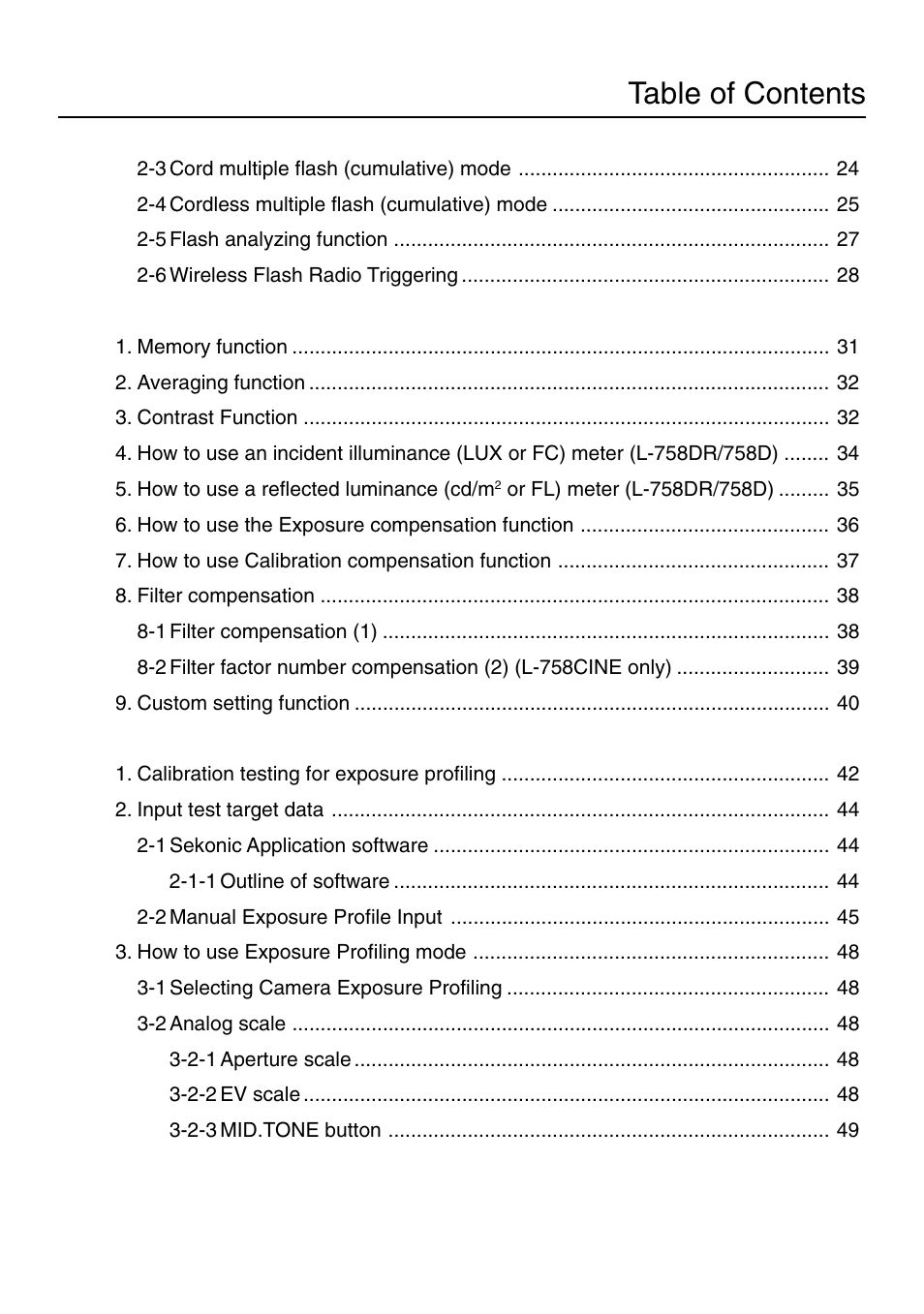 Sekonic L-758DR User Manual | Page 5 / 68