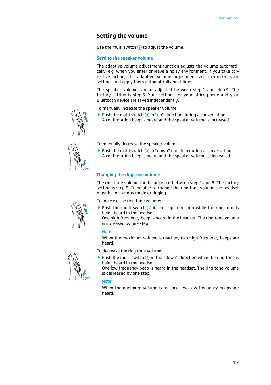 Setting the volume | Sennheiser BW 900 User Manual | Page 17 / 28