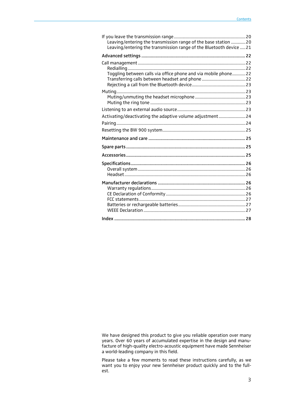 Sennheiser BW 900 User Manual | Page 3 / 28