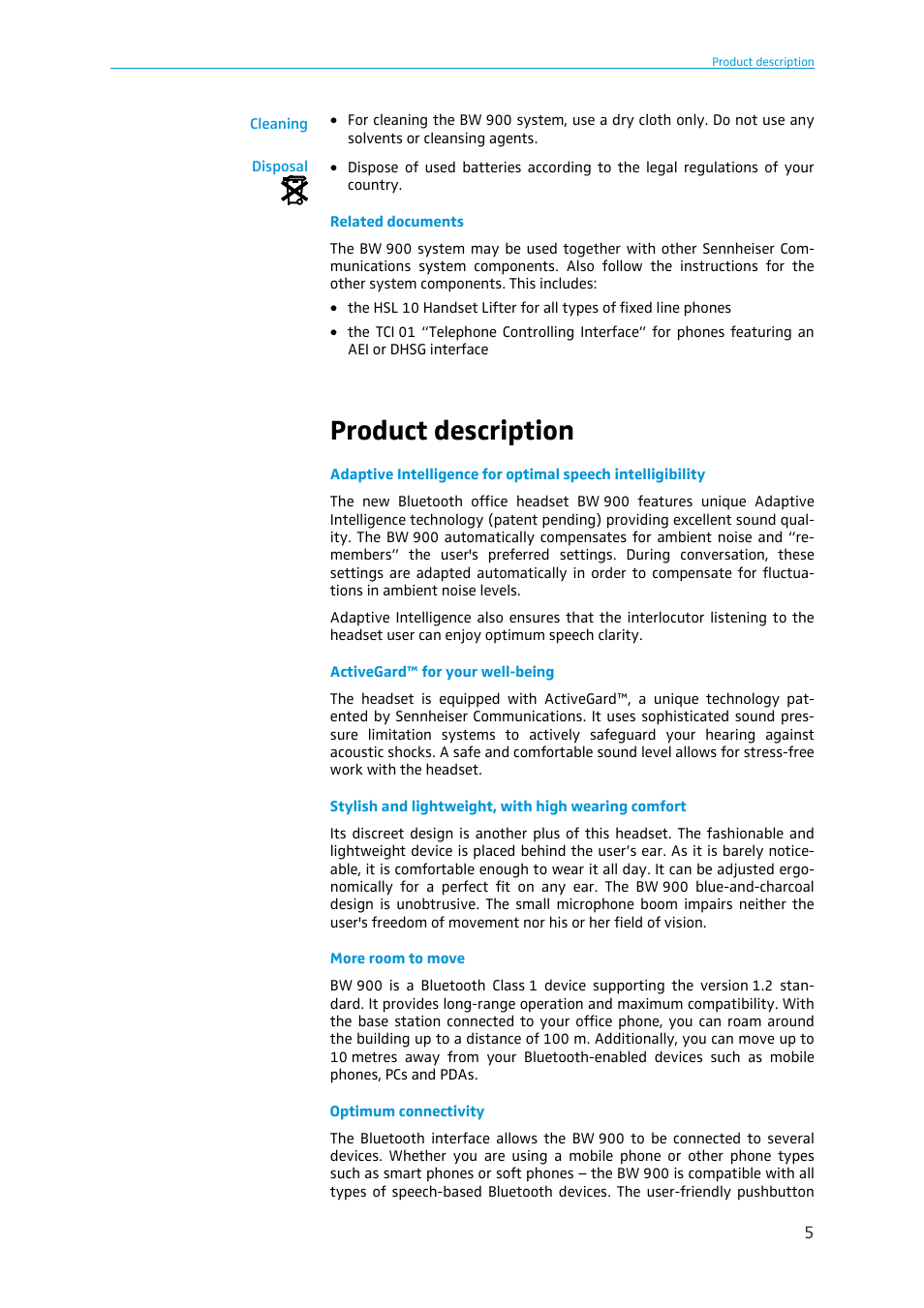 Product description | Sennheiser BW 900 User Manual | Page 5 / 28