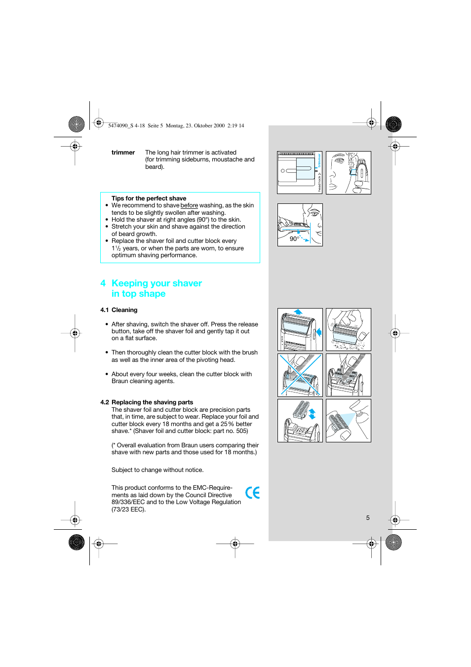 4 keeping your shaver in top shape | Braun 5010 User Manual | Page 5 / 16