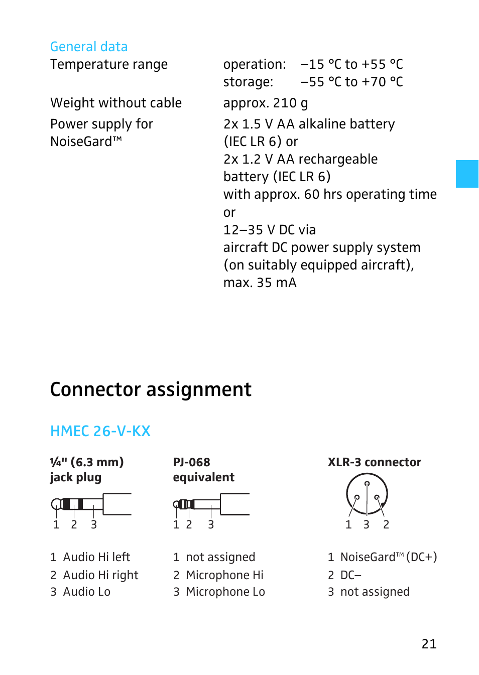 Connector assignment, Hmec 26-v-kx | Sennheiser 502399 User Manual | Page 23 / 28