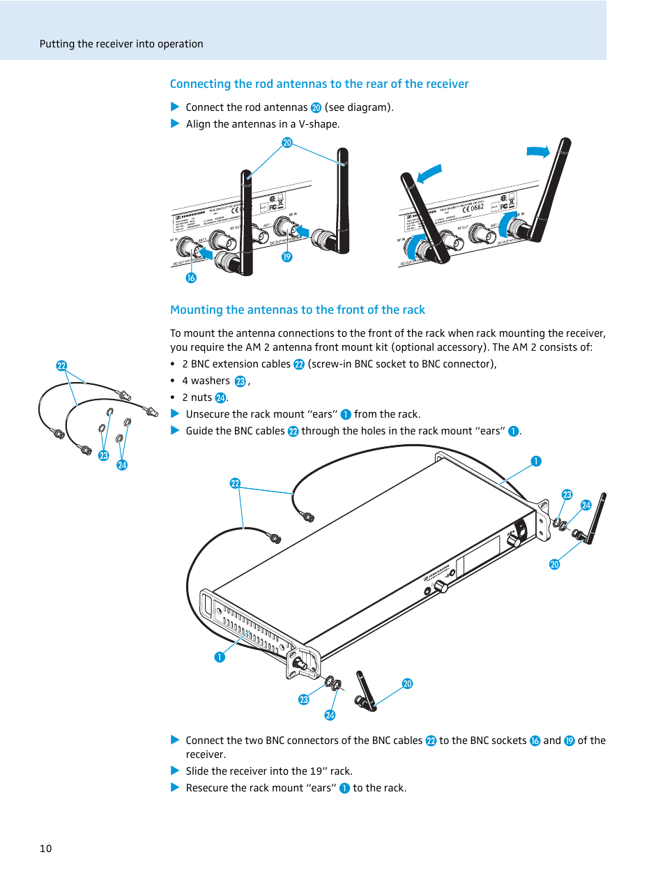 Mounting the antennas to the front of the rack | Sennheiser EM 2000 User Manual | Page 12 / 38