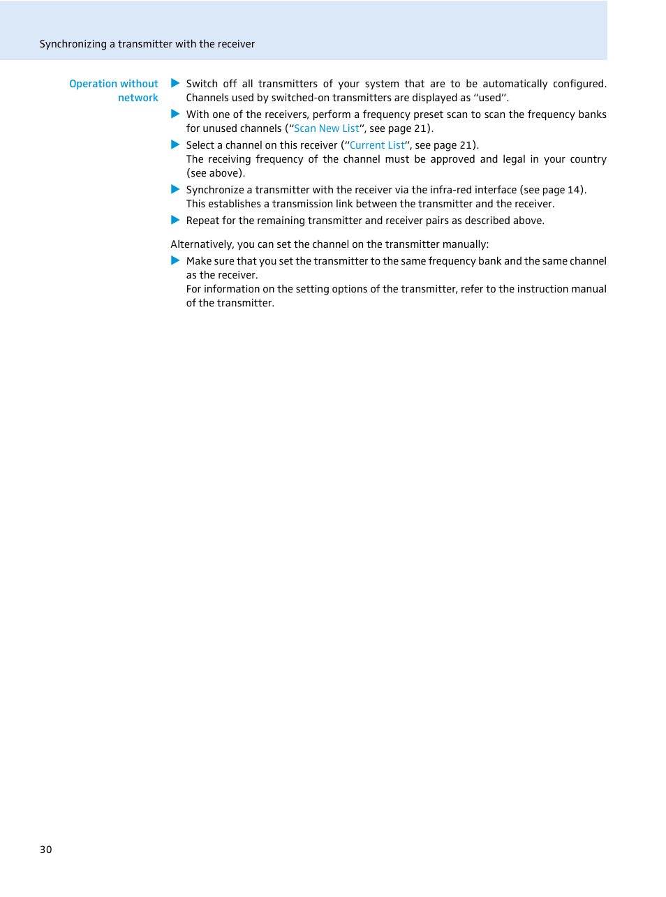 Operation without network | Sennheiser EM 2000 User Manual | Page 32 / 38