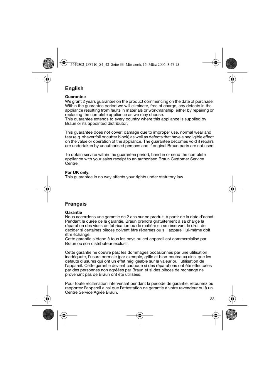 Braun 3710 User Manual | Page 33 / 41