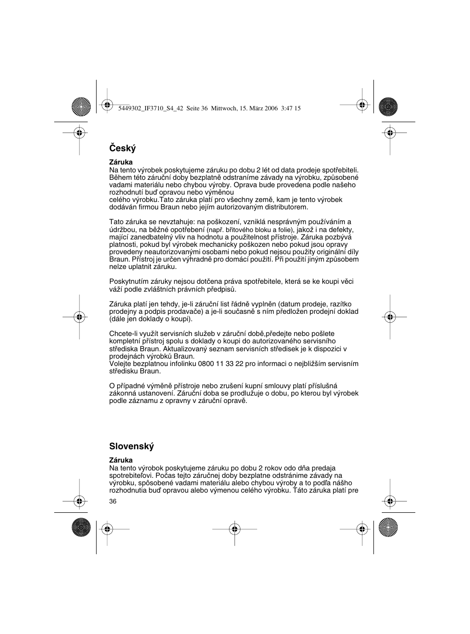 Braun 3710 User Manual | Page 36 / 41