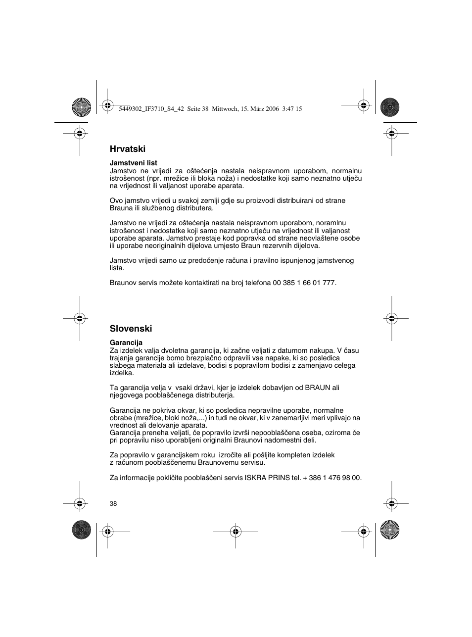 Braun 3710 User Manual | Page 38 / 41