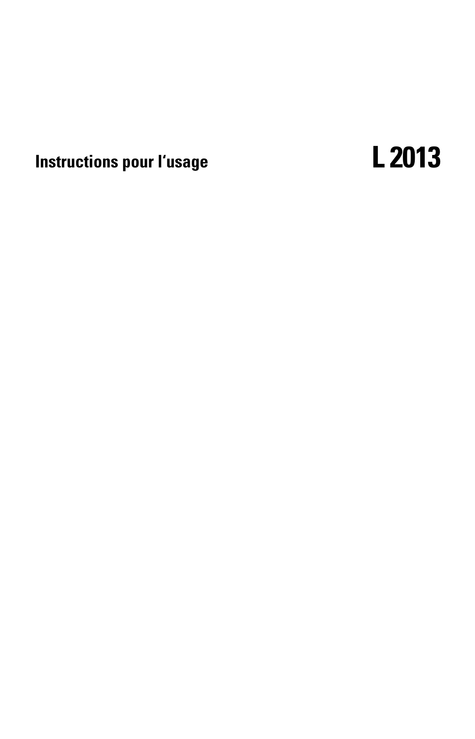Instructions pour l‘usage, L 2013 | Sennheiser l2013 User Manual | Page 10 / 26