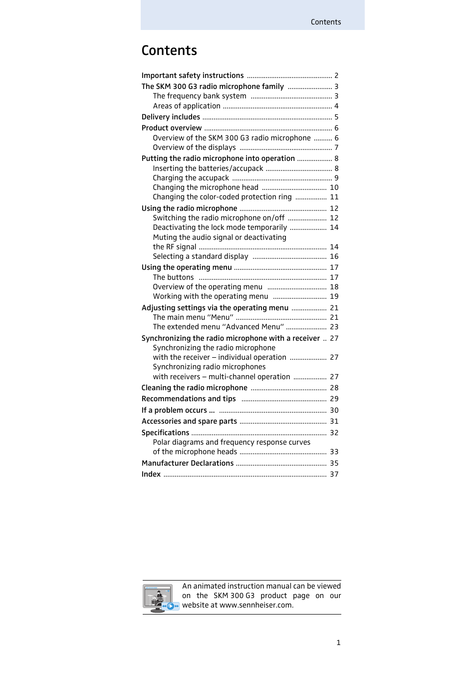 Sennheiser Evolution SKM 300 User Manual | Page 2 / 41