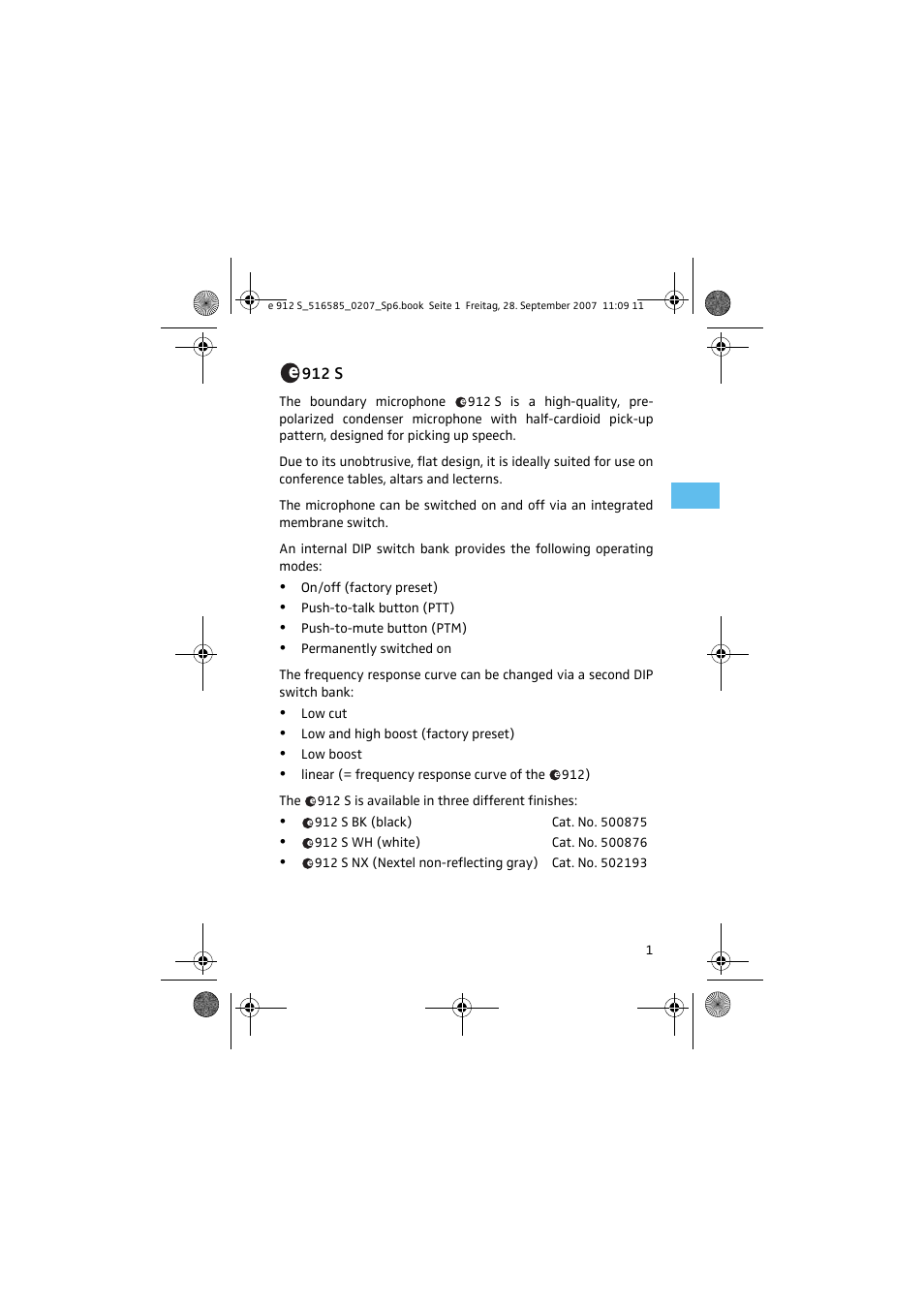 912 s | Sennheiser 912 S User Manual | Page 3 / 13