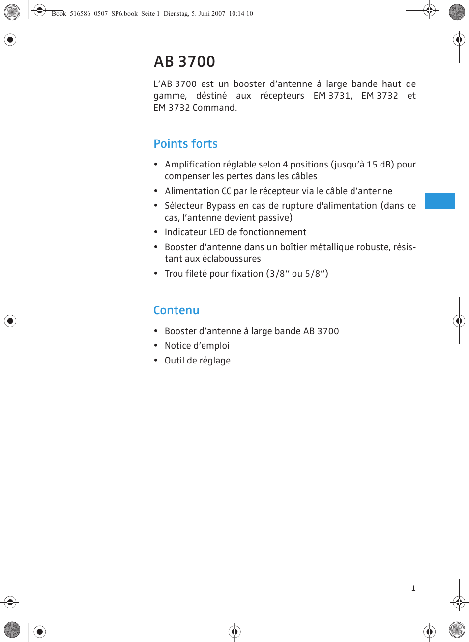 Ab 3700, Points forts, Contenu | Sennheiser AB 3700 User Manual | Page 13 / 29