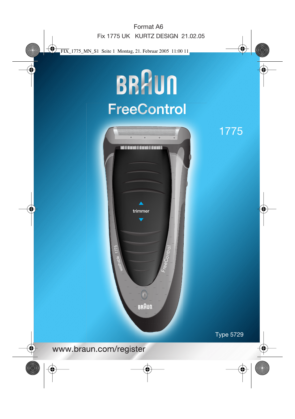 Braun 1775 Free Control User Manual | 59 pages