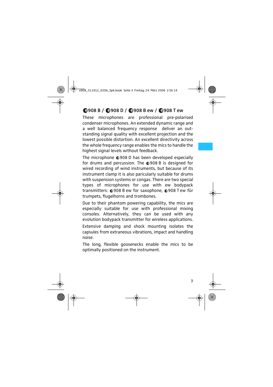 Sennheiser EVOLUTION E908 User Manual | Page 2 / 14