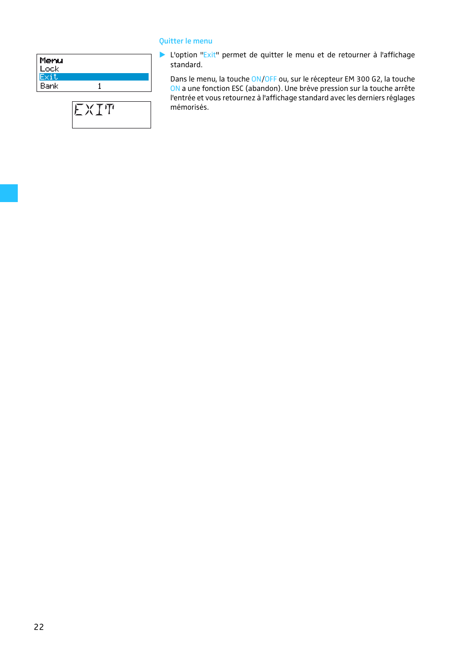 Quitter le menu | Sennheiser EW 300 G2 User Manual | Page 112 / 180