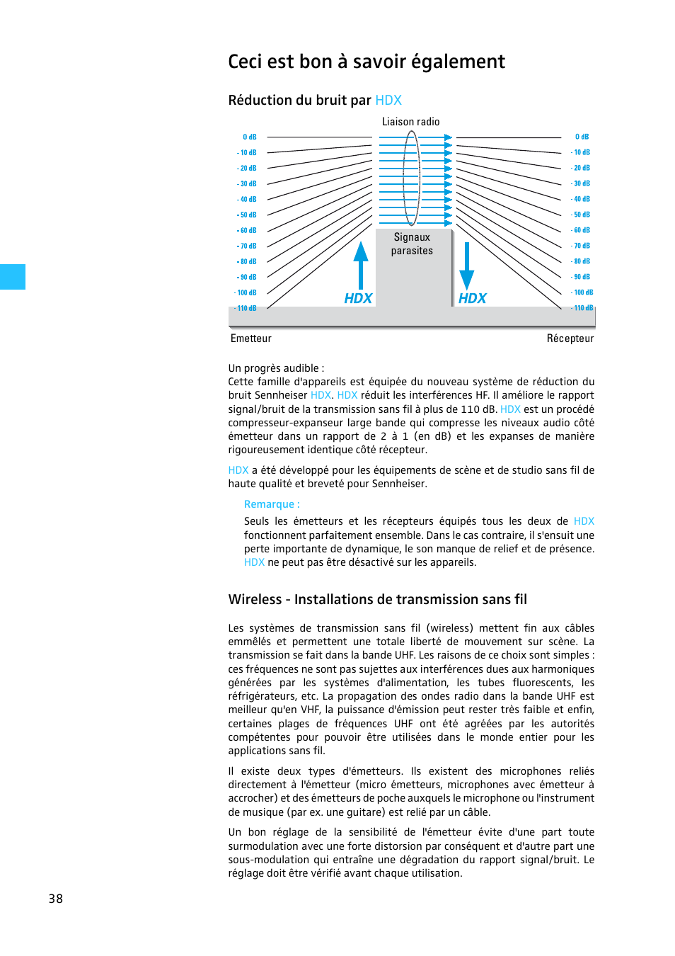 Ceci est bon à savoir également, Réduction du bruit par hdx, Wireless - installations de transmission sans fil | Sennheiser EW 300 G2 User Manual | Page 128 / 180