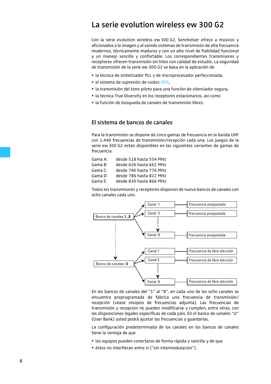 La serie evolution wireless ew 300 g2, El sistema de bancos de canales | Sennheiser EW 300 G2 User Manual | Page 139 / 180