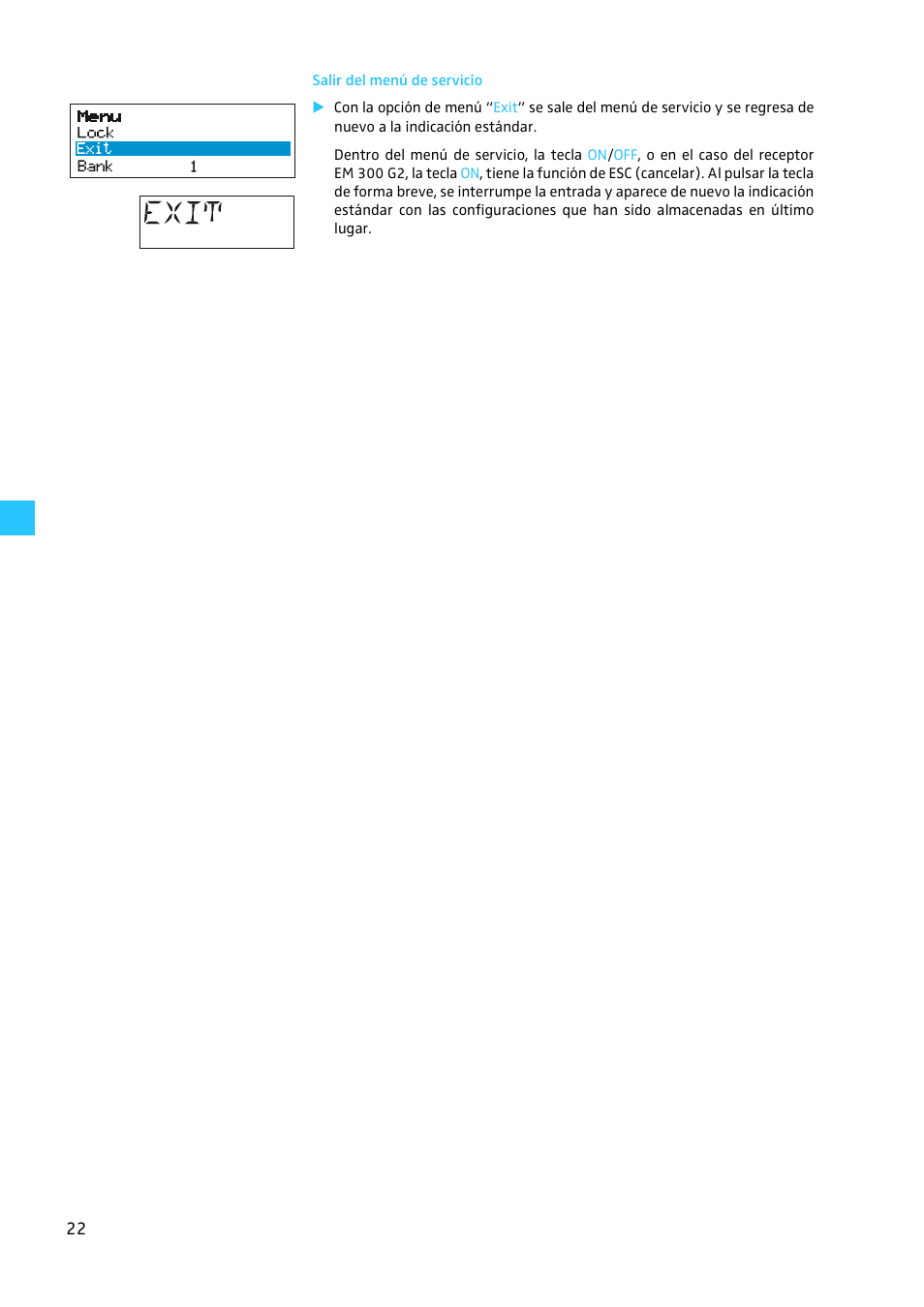 Salir del menú de servicio | Sennheiser EW 300 G2 User Manual | Page 157 / 180