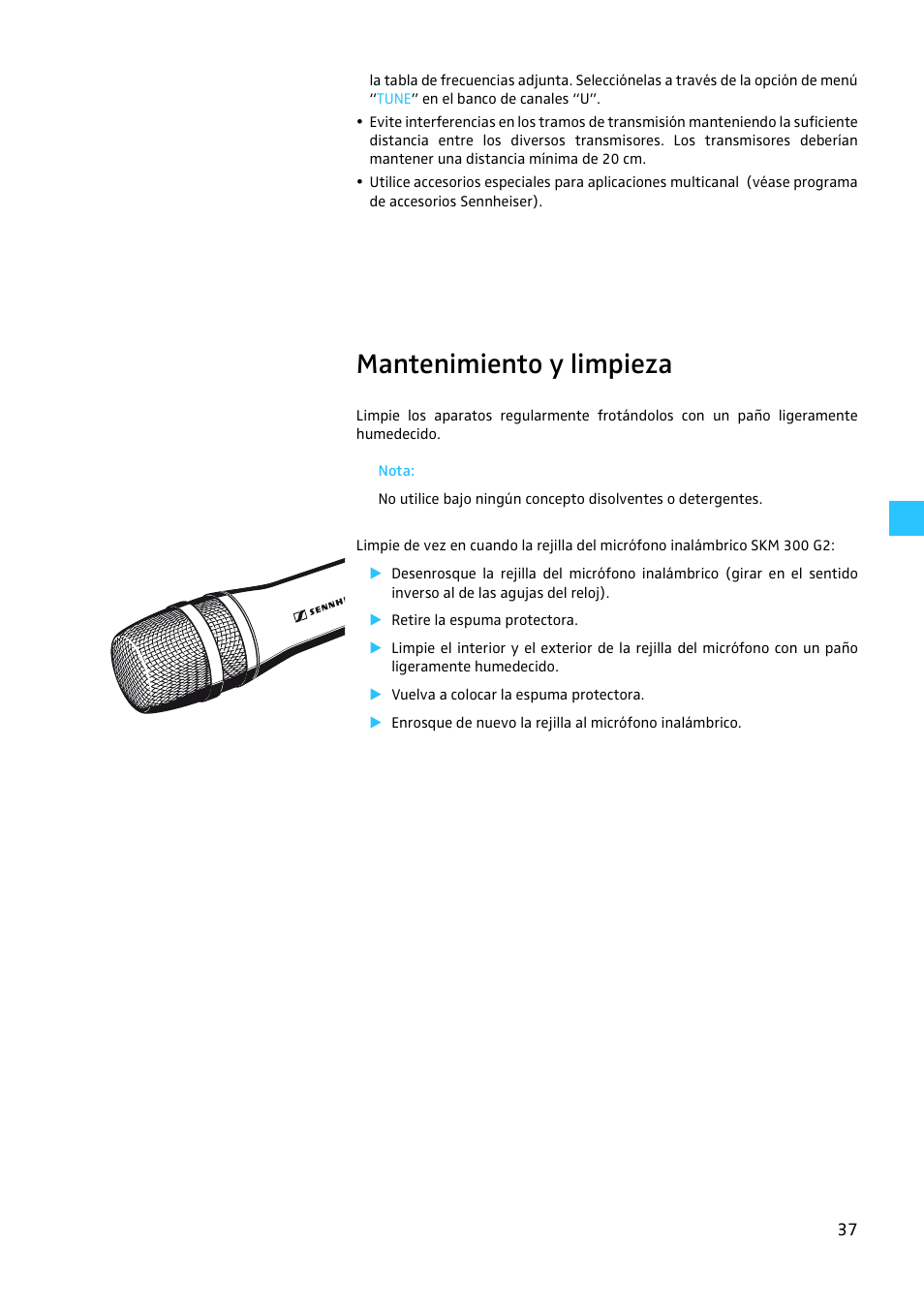 Mantenimiento y limpieza | Sennheiser EW 300 G2 User Manual | Page 172 / 180
