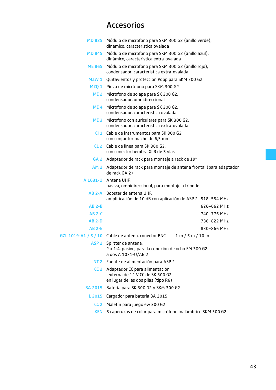Accesorios | Sennheiser EW 300 G2 User Manual | Page 178 / 180