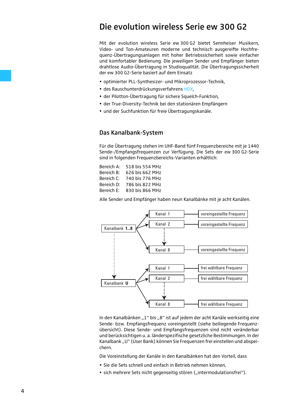 Die evolution wireless serie ew 300 g2, Das kanalbank-system | Sennheiser EW 300 G2 User Manual | Page 4 / 180