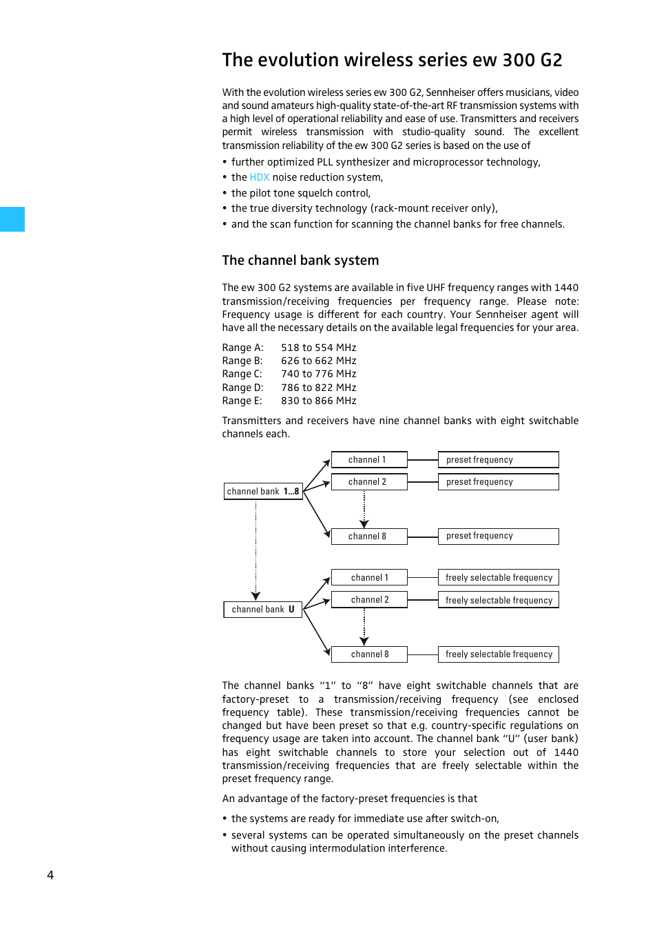 The evolution wireless series ew 300 g2, The channel bank system | Sennheiser EW 300 G2 User Manual | Page 49 / 180