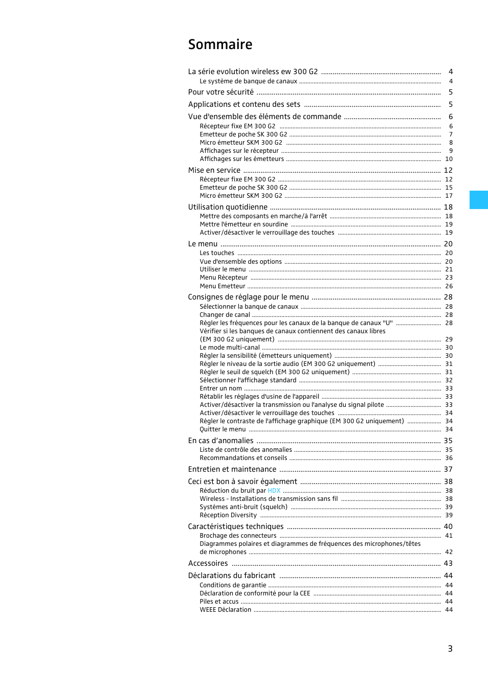 Sommaire | Sennheiser EW 300 G2 User Manual | Page 93 / 180