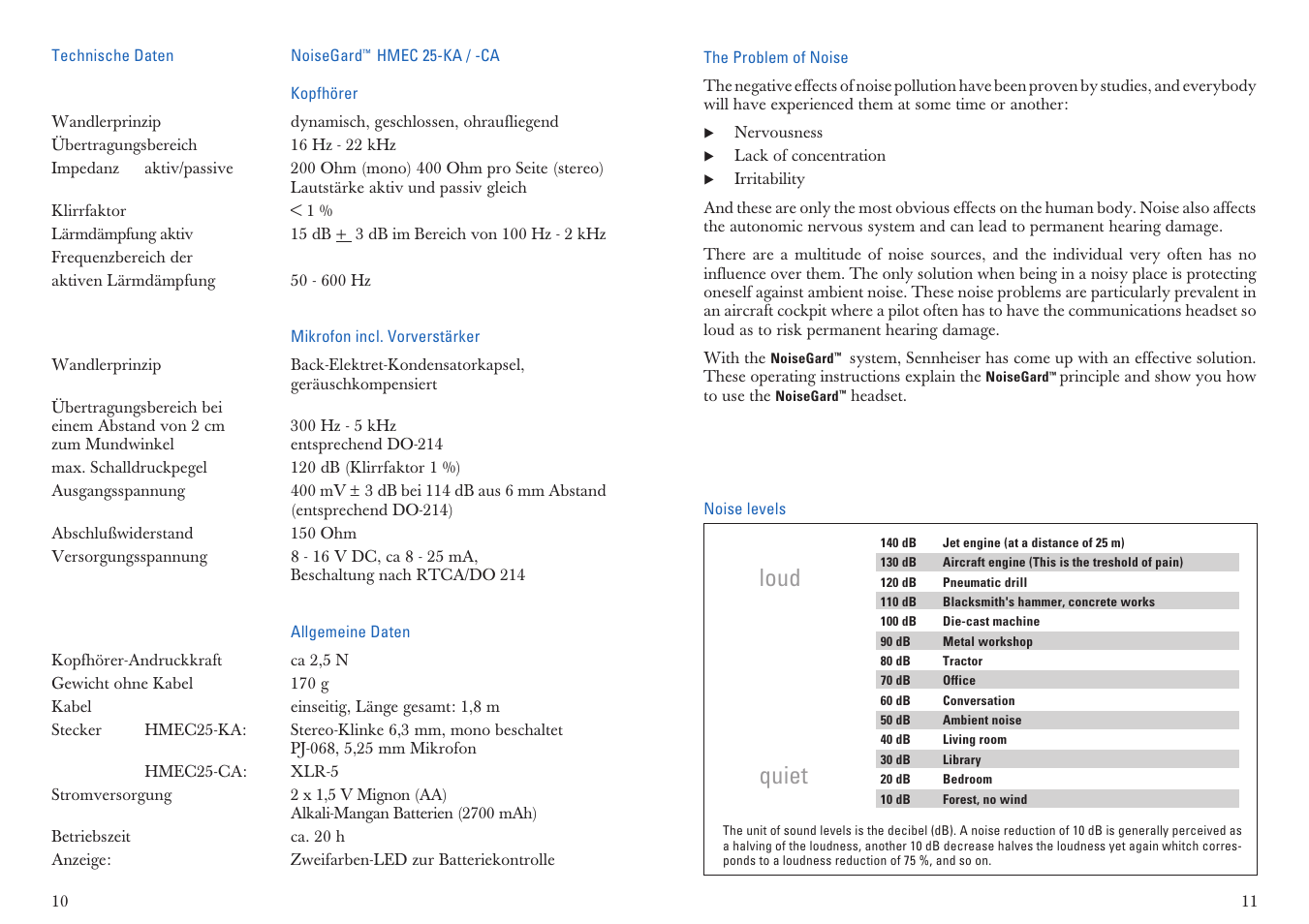 Loud quiet | Sennheiser HMEC 25-KA User Manual | Page 6 / 27