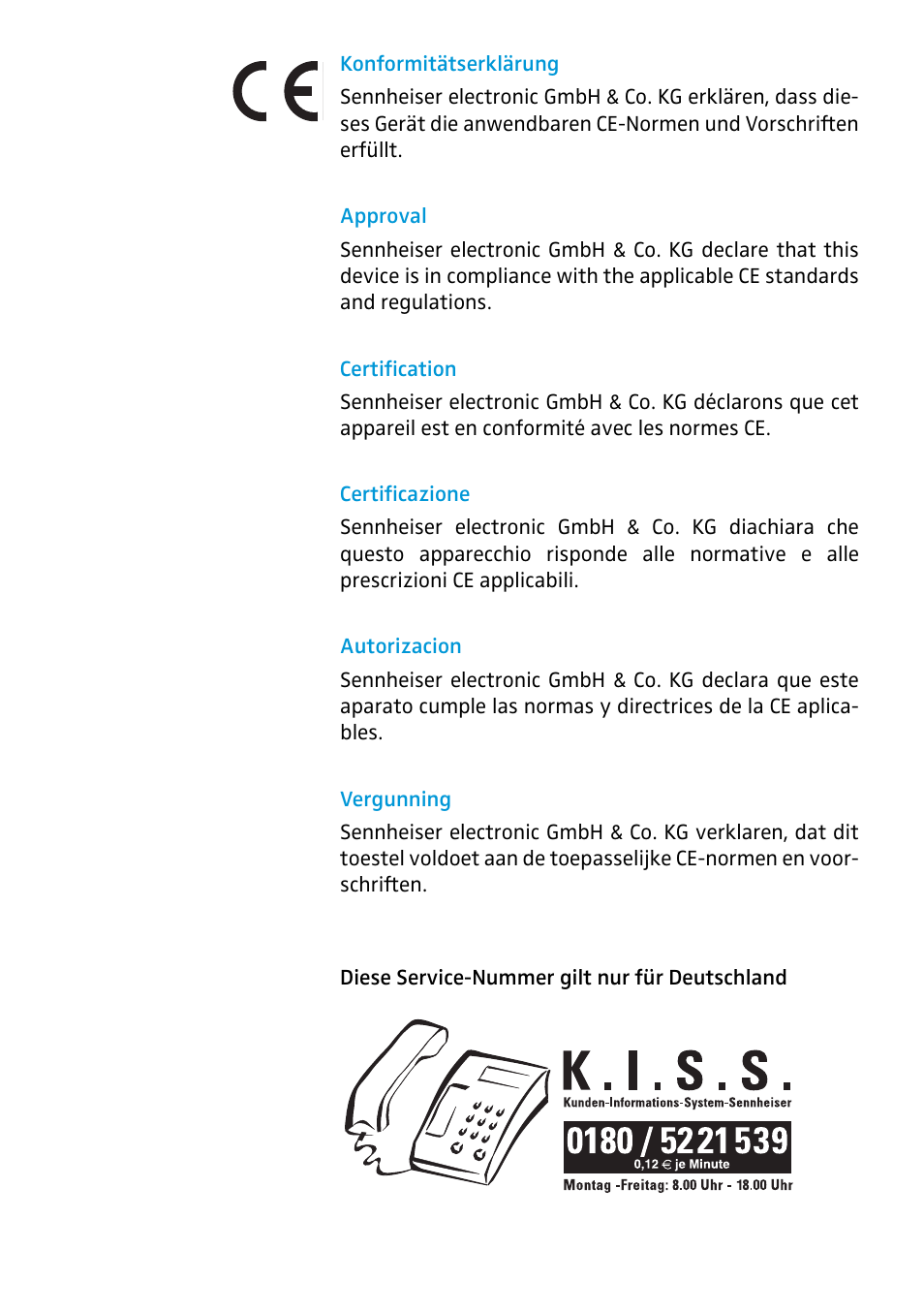 Certification | Sennheiser ASP 2 User Manual | Page 12 / 13